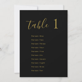 Convites Wedding Table Seating Chart Cards | Gold on Black