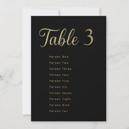 Convites Wedding Table Seating Chart Cards | Gold on Black