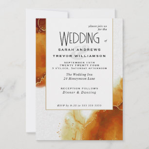 Convites Wedding Topaz Dourado Abstrato Marble