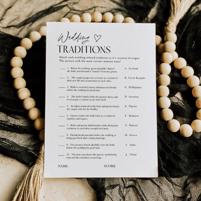 Convites Wedding Traditions Bridal Shower Trivia Game Card (Criador carregado)