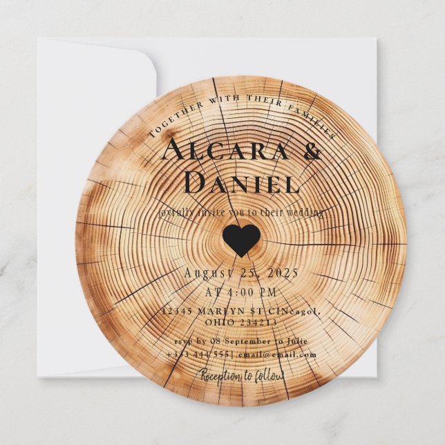 Convites Wedding Wood Cut Unique Custom Invitation (Frente)