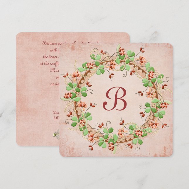 Convites Wedding Wreath Vow Renewal (Frente/Verso)