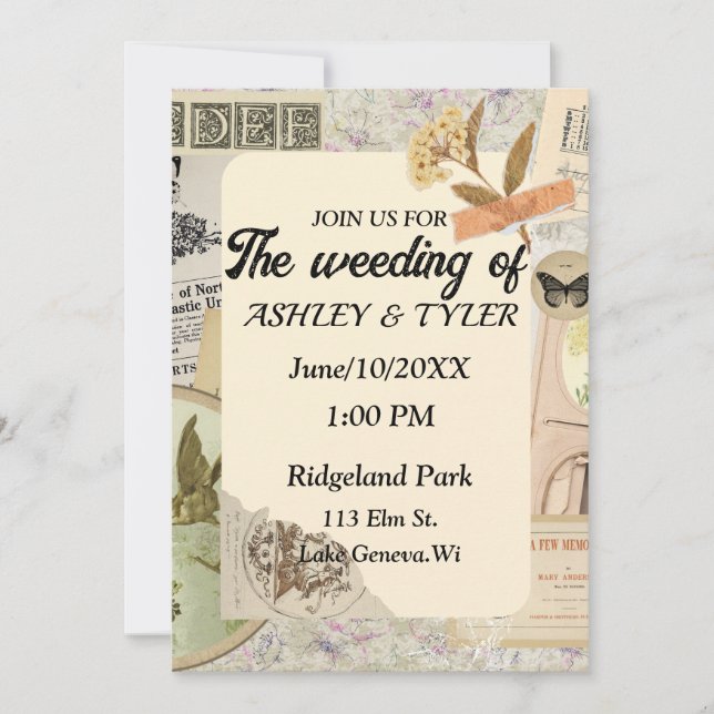 Convites Weeding Invitation to a Vintage-Inspired Union (Frente)