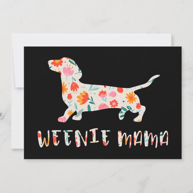 Convites Weenie Mama Dachshund floral (Frente)