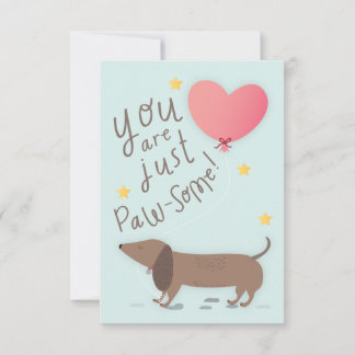 Convites Weiner Dog & Balloon Valentine's Day Card
