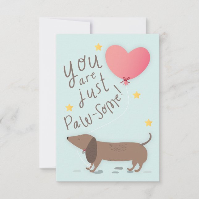 Convites Weiner Dog & Balloon Valentine's Day Card (Frente)