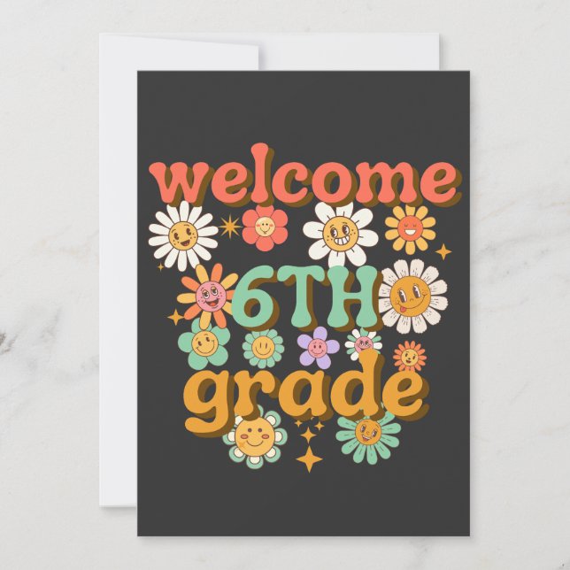 Convites welcome 6th grade, first day of school, welcome (Frente)