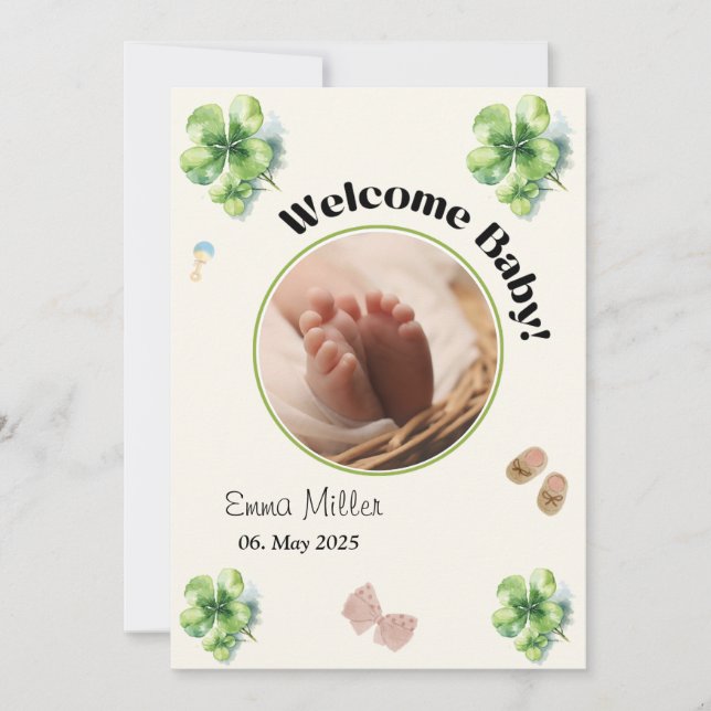 Convites Welcome baby round photo (Frente)