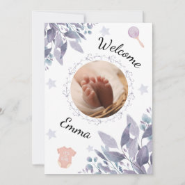 Convites Welcome baby round photo girl