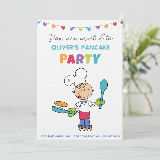 Convites Welcome to Pancake Party invitation (Em pé/Frente)