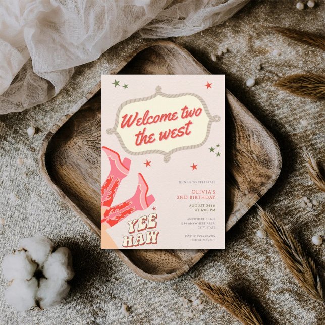 Convites Welcome two the west cowgirl 2nd birthday  (Criador carregado)