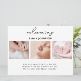 Convites Welcoming Photo Birth Announcement Card