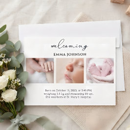 Convites Welcoming Photo Birth Announcement Card