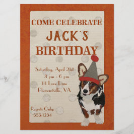 Convites WELSH CORGI POLKADOT Aniversário