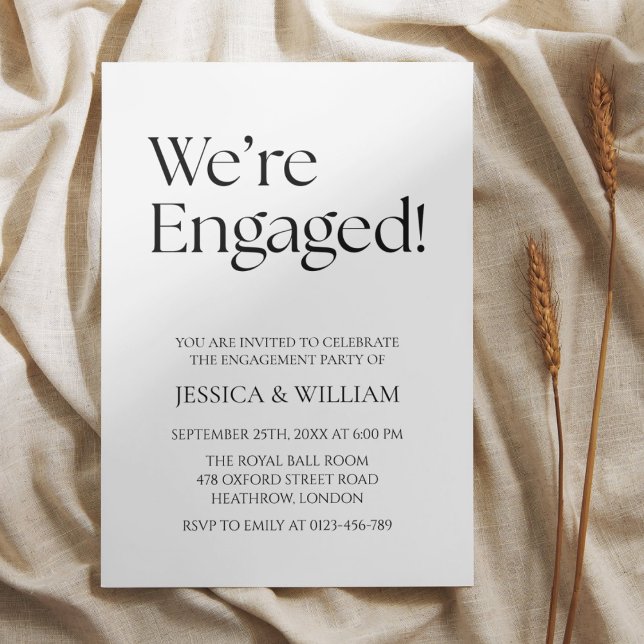 Convites We're Engaged Minimalist Engagement Party (Criador carregado)