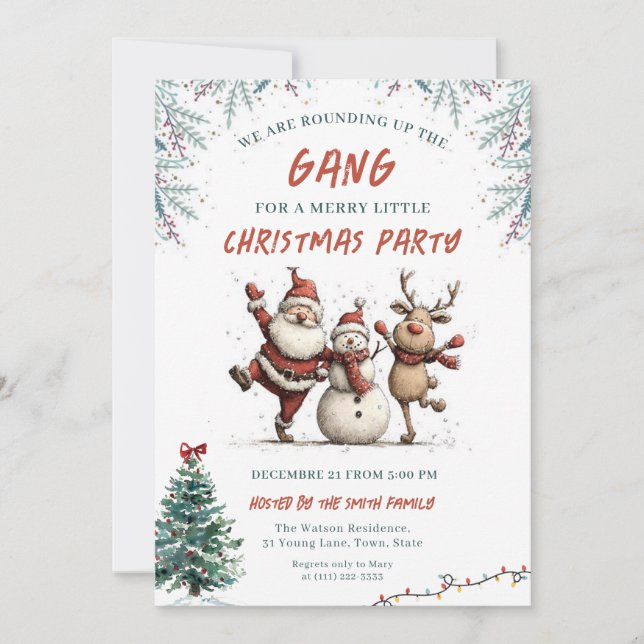 Convites  We're Rounding Up the Gang Christmas Party (Frente)
