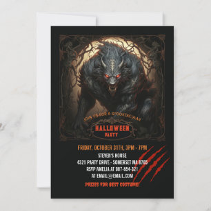 Convites Werewolf Eyes on Fire Gotheen Halloween