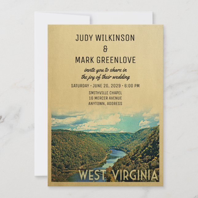 Convites West Virginia Wedding Invitation Nature River (Frente)