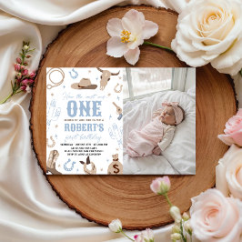 Convites Western 1st Birthday Photo Invitation