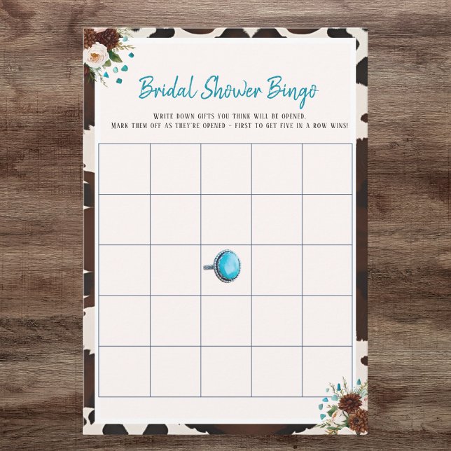 Convites Western Boho Wildflower Chá de panela Bingo (Western Boho Wildflowers Bridal Shower Bingo game)