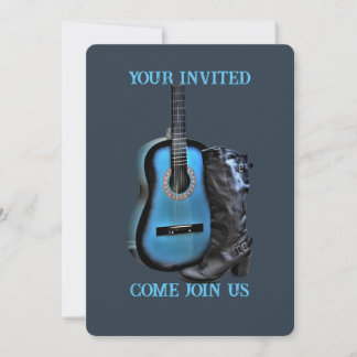 Convites Western Boot Guitar Invitation