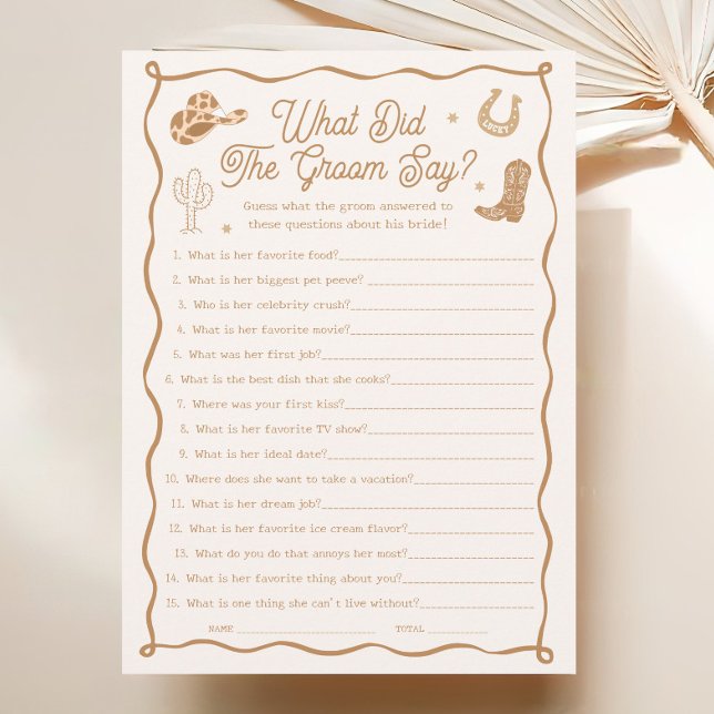 Convites Western Bridal Shower What Did the Groom Say Game  (Criador carregado)