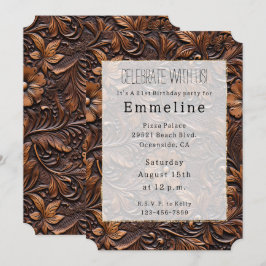 Convites Western Brown Cowgirl Bohemian Floral