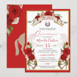 Convites Western Charro Apple Red Horses Quinceanera