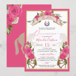Convites Western Charro Roses Rosa Quinceañera