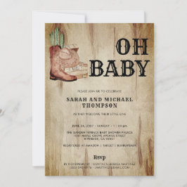 Convites Western Cowboy Baby Shower Cactus Hat Boots