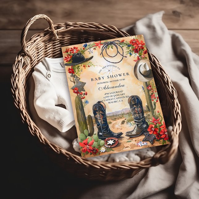 Convites Western Cowboy Boots Baby Shower (Criador carregado)
