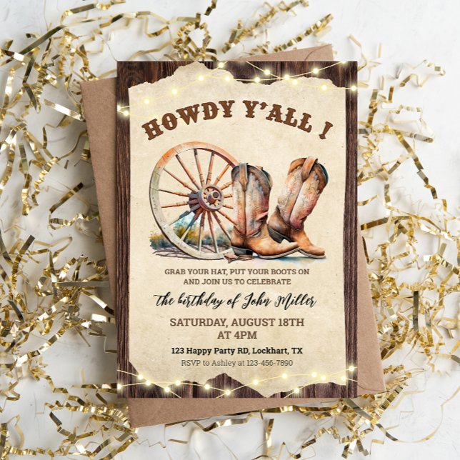 Convites Western Cowboy Boots Hoedown Howdy Y (Criador carregado)