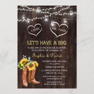 Convites Western Cowboy Boots Sunflower Eu faço CHURRASCO