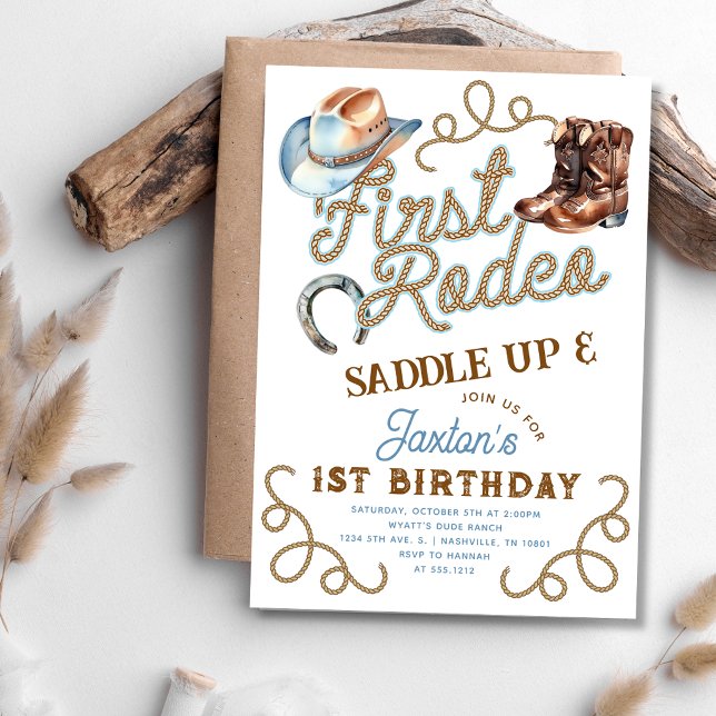 Convites Western Cowboy First Rodeo 1st Birthday (Western Cowboy First Rodeo 1st Birthday Invitation)