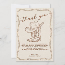 Convites Western Cowboy Hat and Boots Photo Thank You Card