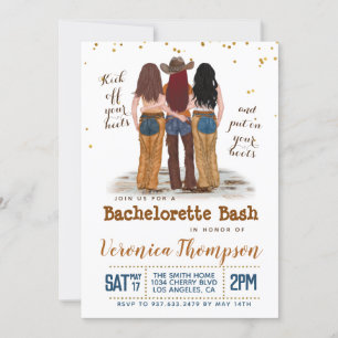 Convites Western Cowgirl Bachelorette Chá de panela Invita