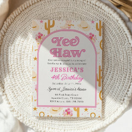 Convites Western Cowgirl Fourth Rodeo 4th Birthday Party