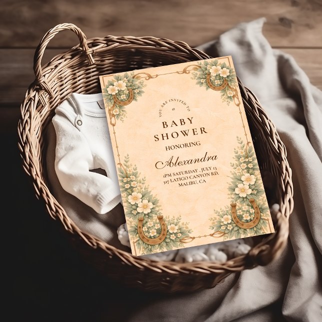 Convites Western Desert Horseshoe Baby Shower (Criador carregado)