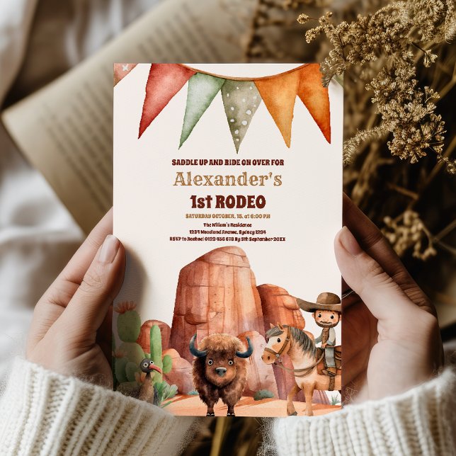 Convites Western First Birday Rodeo Baby Boy (Criador carregado)