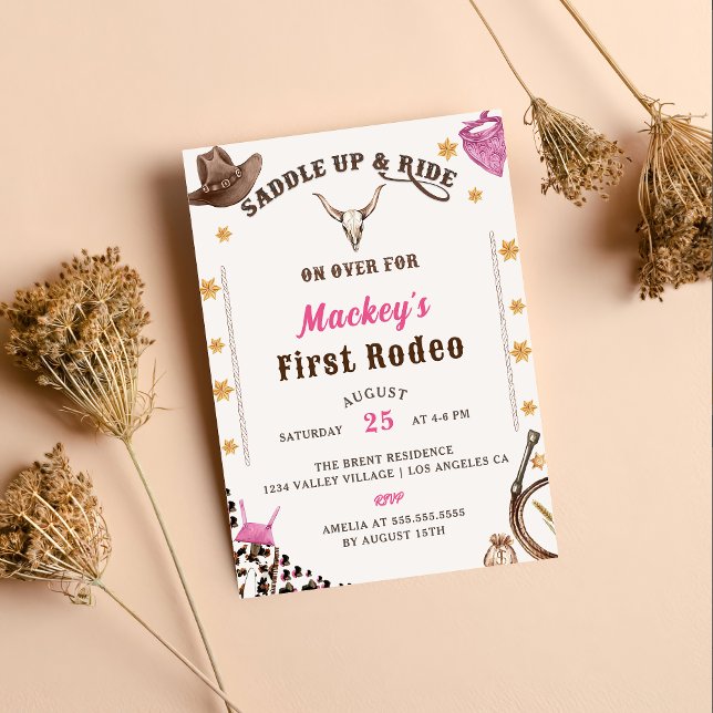 Convites Western First Birthday Rodeo (Criador carregado)