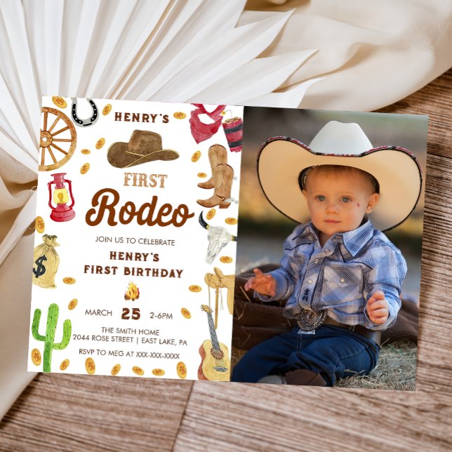 Convites Western First Birthday Rodeo Baby Photo (Criador carregado)
