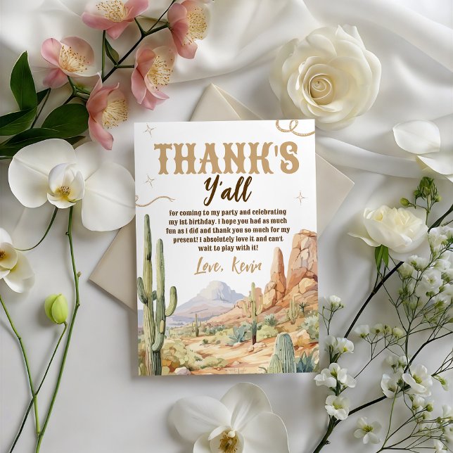Convites Western First Birthday Thank You Card (Criador carregado)