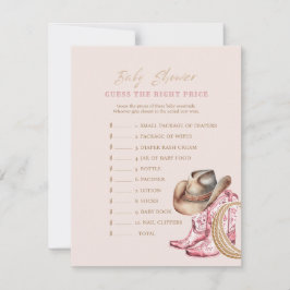 Convites Western Guess the Price Baby Shower Game card