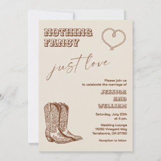 Convites Western Hand Drawn Nothing Fancy Just Love Wedding