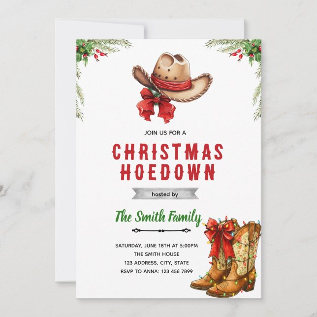 Convites Western Hoedown Christmas Party invitation (Frente)