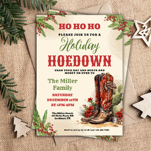 Convites Western Holiday Hoedown, cowboy de Natal