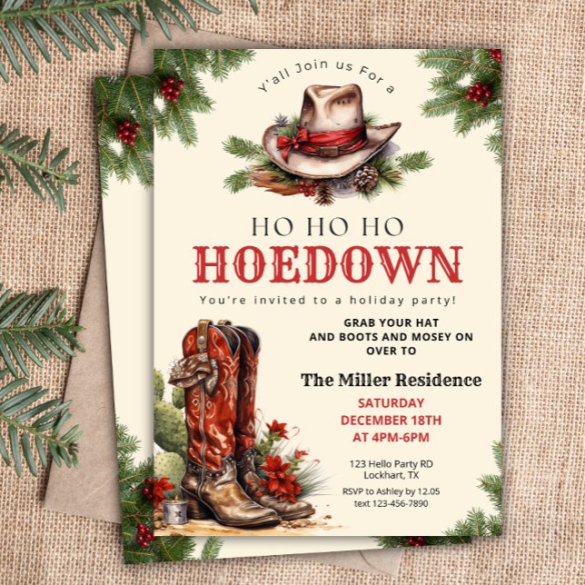 Convites Western Holiday Hoedown, cowboy de Natal (Criador carregado)