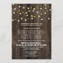 Convites Western Lights Stars Barn Wood Wedings Invances