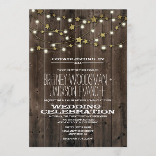 Convites Western Lights Stars Barn Wood Wedings Invances