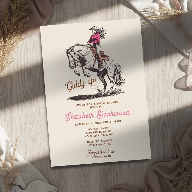Convites Western Modern Cowgirl Bucking Horse Bridal Shower (Criador carregado)